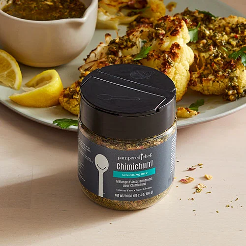 Pampered Chef Gluten-Free Chimichurri Seasoning Mix - A versatile, gluten-free seasoning blend that adds a zesty, herbaceous flavor to any dish, perfect for grilling, marinating, and more.