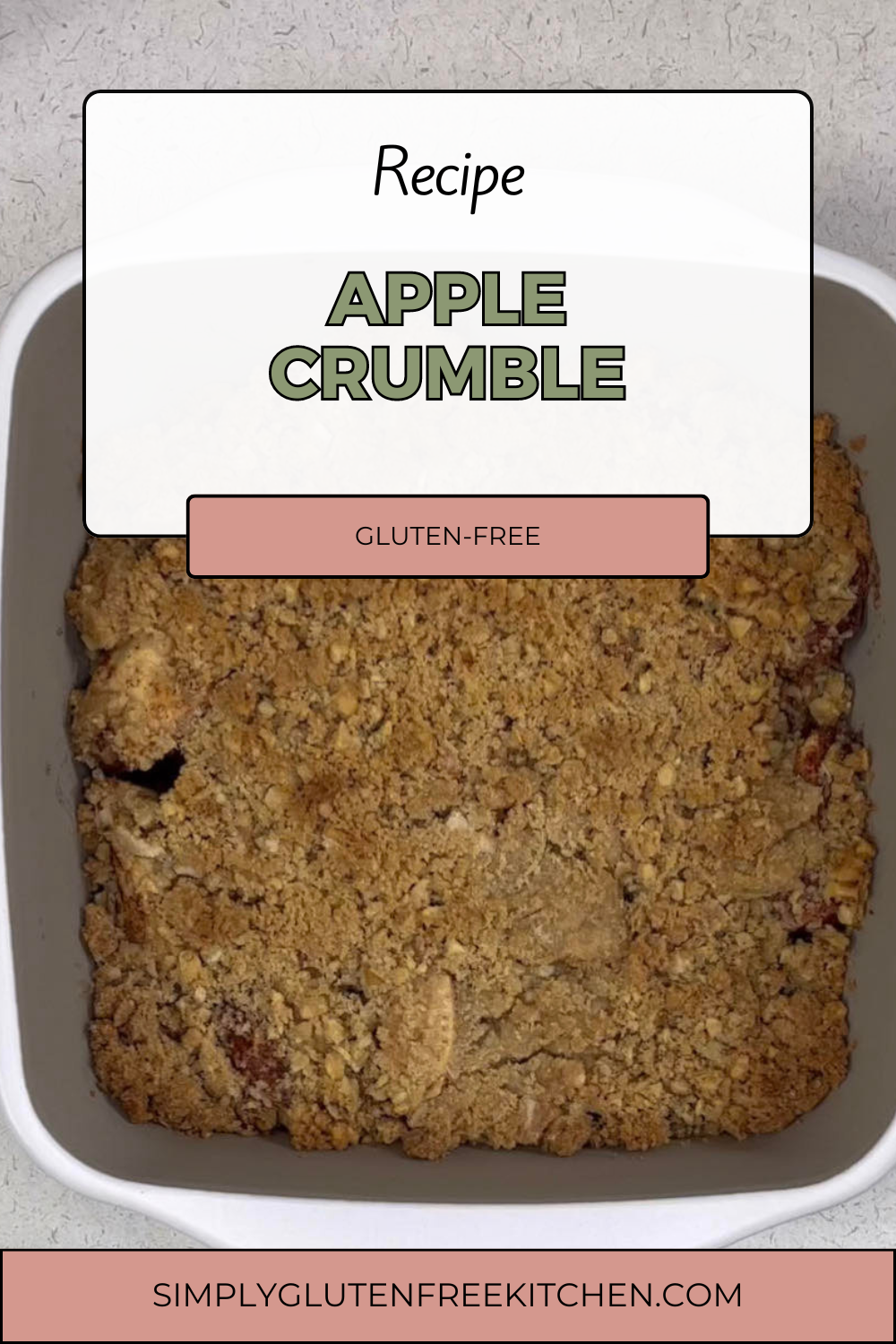 Delicious gluten-free apple crumble in a baking dish, perfect for fall desserts.