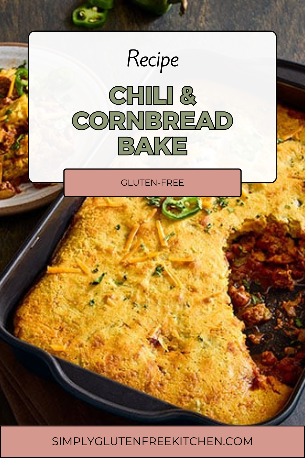 Hearty gluten-free chili and cornbread bake in a casserole dish, a perfect comfort food meal.