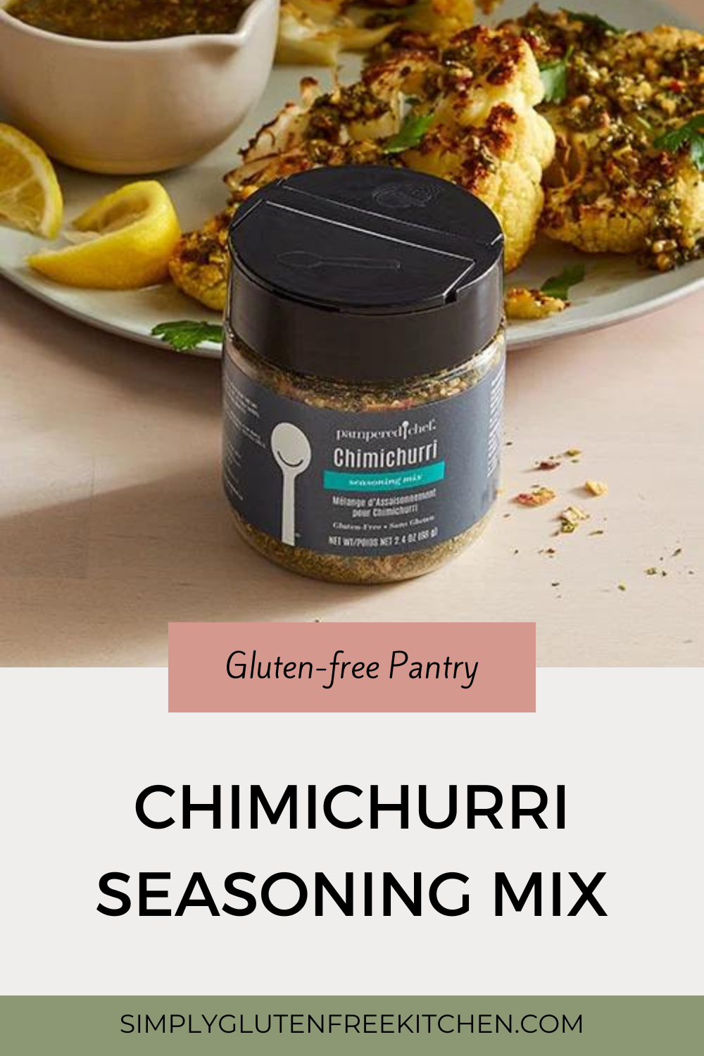 Pampered Chef Gluten-Free Chimichurri Seasoning Mix - A versatile, gluten-free seasoning blend that adds a zesty, herbaceous flavor to any dish, perfect for grilling, marinating, and more.