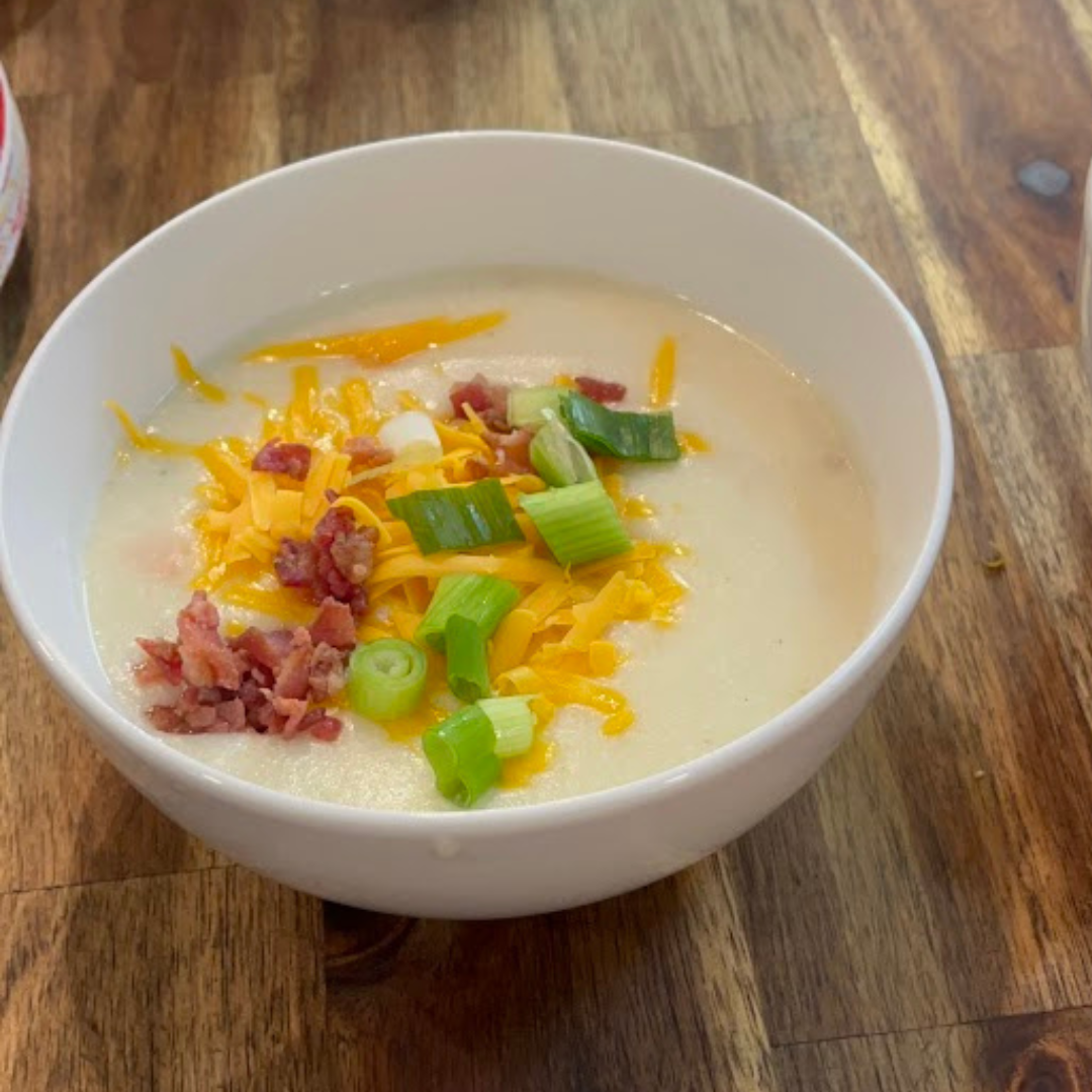 Pampered Chef Minestrone Soup Mix packet beside a bowl of fresh soup - gluten-free pantry essential.