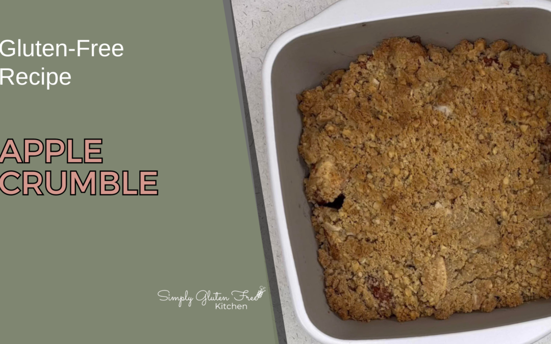 Delicious gluten-free apple crumble in a baking dish, perfect for fall desserts.